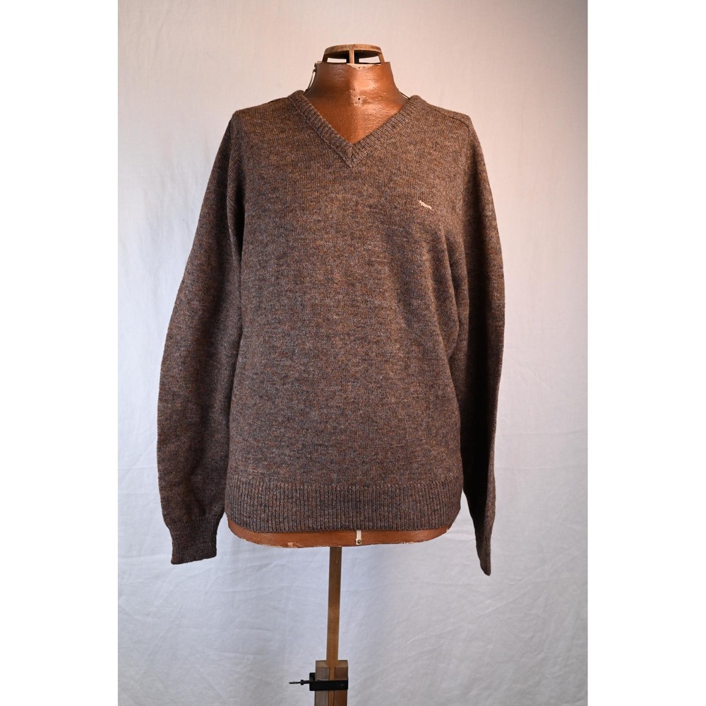Vintage Le Tigre Brown Scottish Wool V-Neck Sweater Small NWT Made in USA